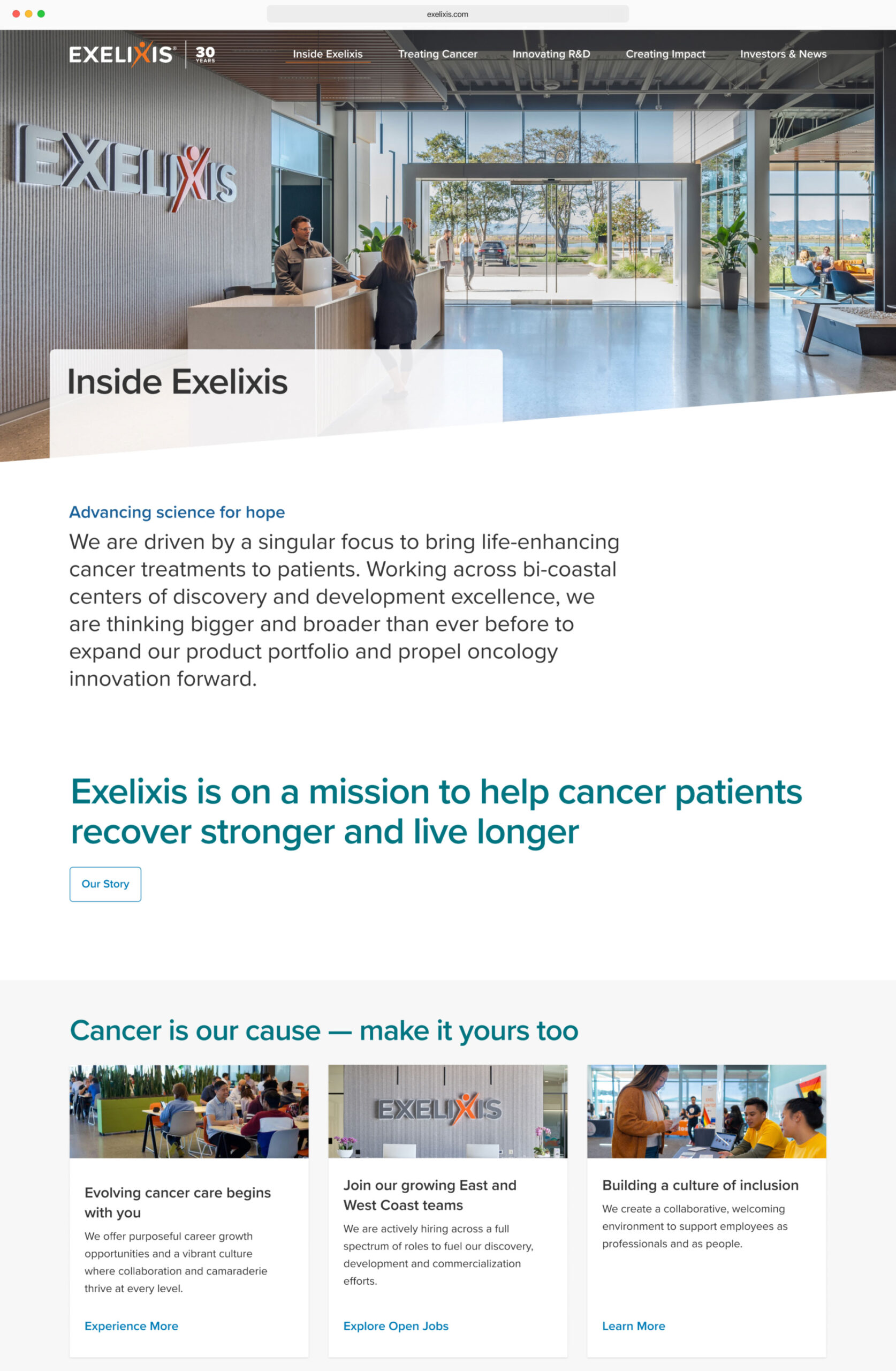 Inside Exelixis Landing Page